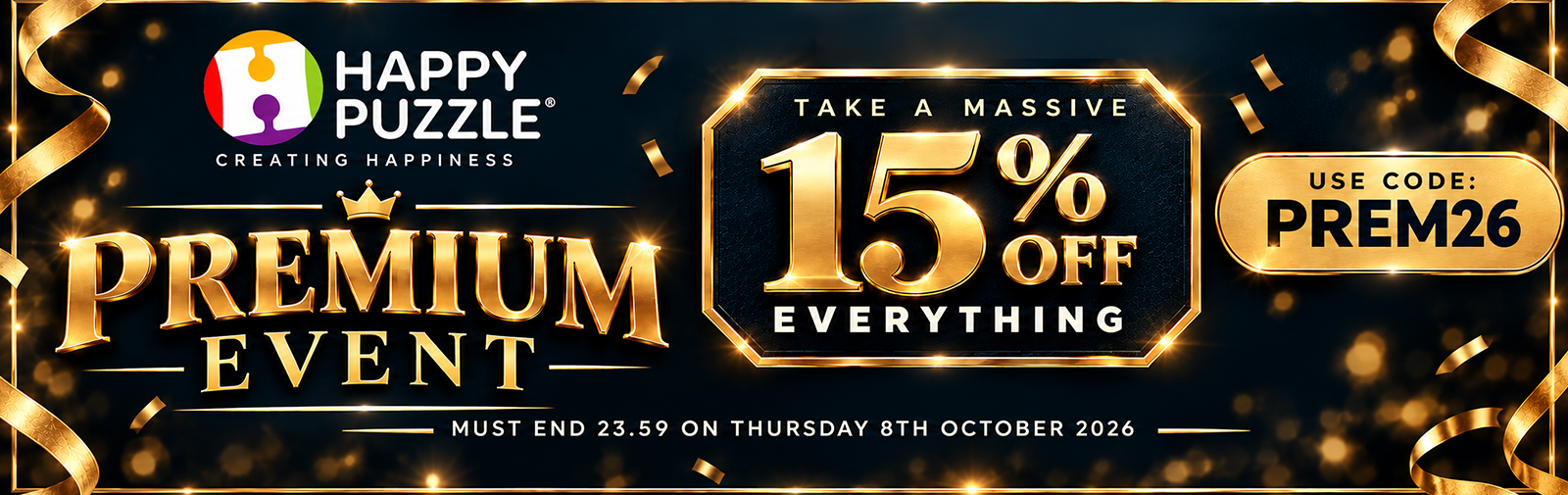 Happy Puzzle Premium Event -15% Off Everything