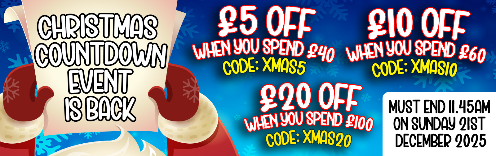 Christmas Countdown Offer - Up to £20 off your order. Ends Soon!