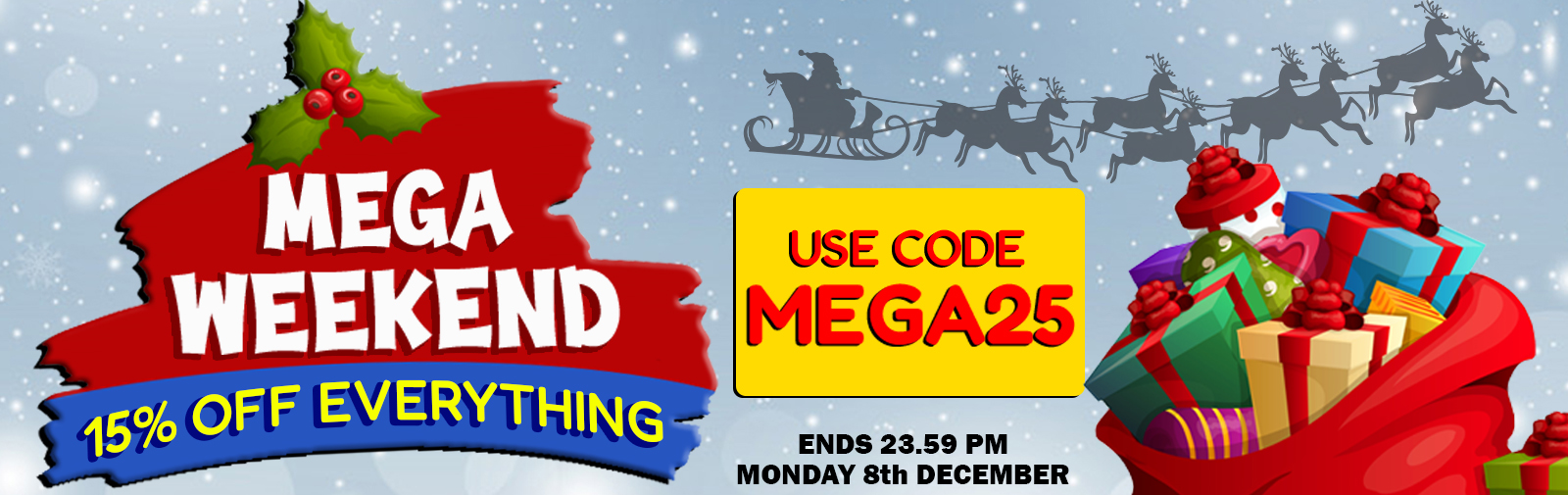MEGA WEEKEND is back! Save 15% for a limited time only!