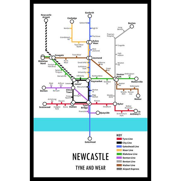 NEWCASTLE-UPON-TYNE UNDERGROUND JIGSAW MAP (HPCUG1000)