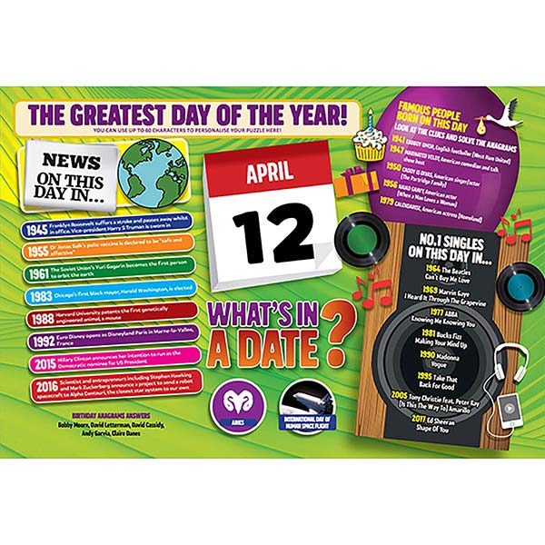 WHAT’S IN A DATE 12th APRIL PERSONALISED 400