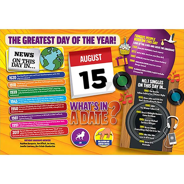 WHAT’S IN A DATE 15th AUGUST STANDARD 400 PIE