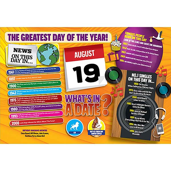 WHAT’S IN A DATE 19th AUGUST STANDARD 400 PIE
