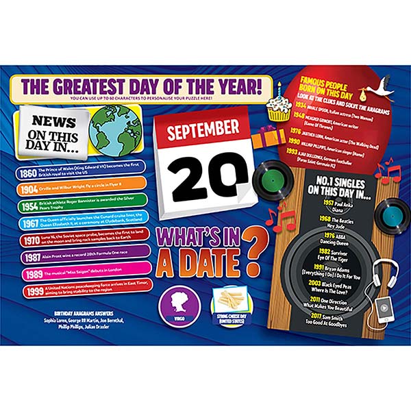 WHAT’S IN A DATE 20th SEPTEMBER PERSONALISED