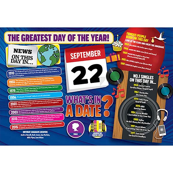 WHAT’S IN A DATE 22nd SEPTEMBER STANDARD 400