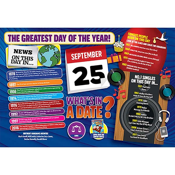 WHAT’S IN A DATE 25th SEPTEMBER STANDARD 400