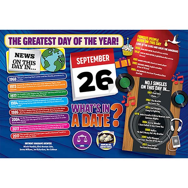 WHAT’S IN A DATE 26th SEPTEMBER STANDARD 400