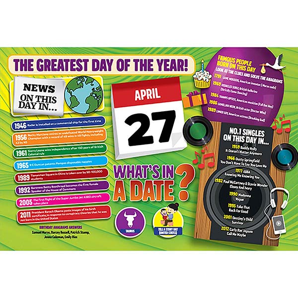 WHAT’S IN A DATE 27th APRIL STANDARD 400 PIEC