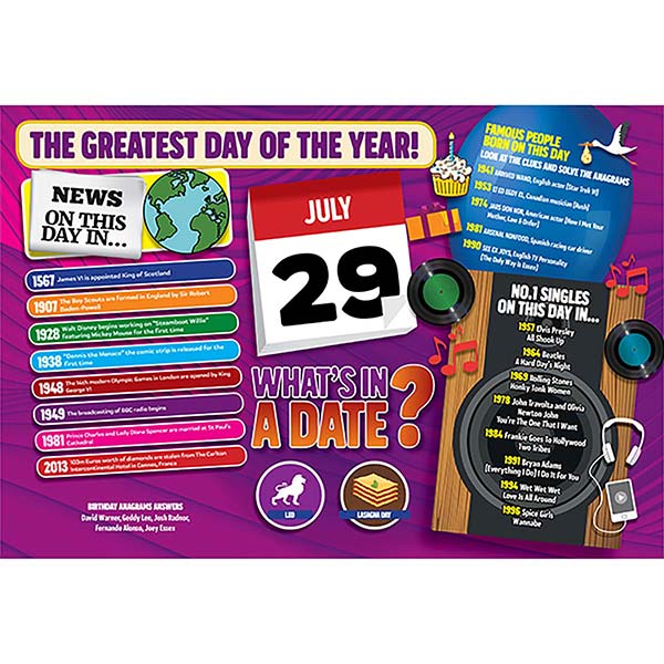 WHAT’S IN A DATE 29th JULY STANDARD 400 PIECE