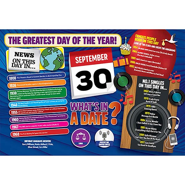WHAT'S IN A DATE 30th SEPTEMBER STANDARD 400