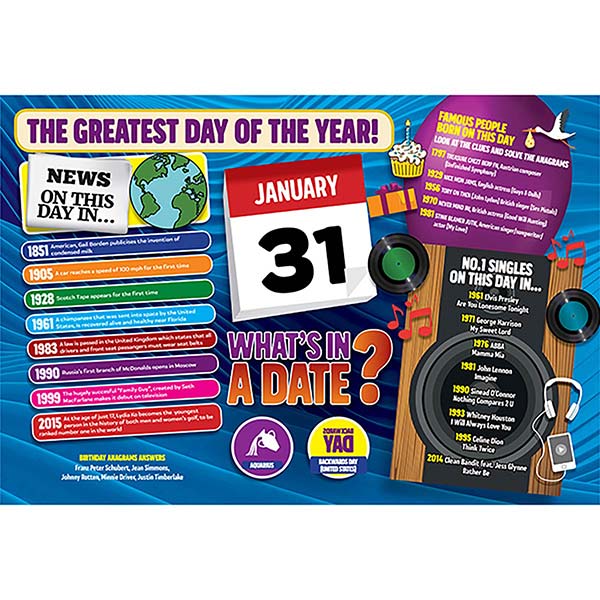 WHAT'S IN A DATE 31st JANUARY STANDARD 400 PI