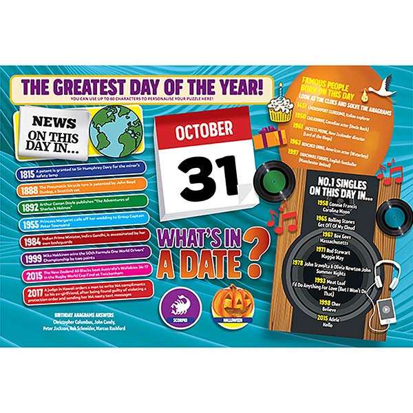 WHAT’S IN A DATE 31st OCTOBER PERSONALISED 4
