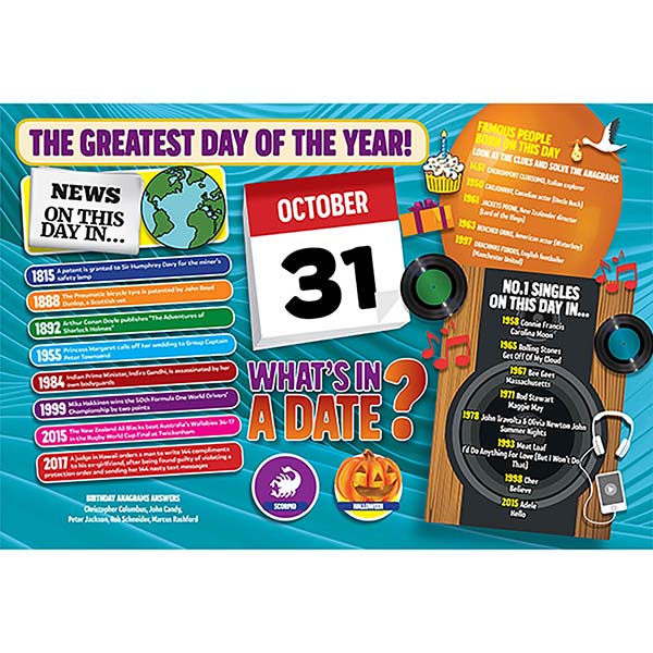 WHAT'S IN A DATE 31st OCTOBER STANDARD 400 PI