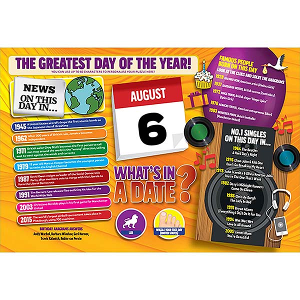 WHAT’S IN A DATE 6th AUGUST PERSONALISED 400