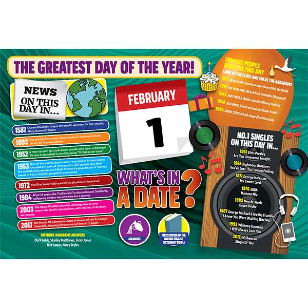 WHAT'S IN A DATE 1st FEBRUARY STANDARD 