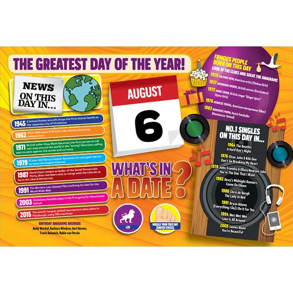 WHAT'S IN A DATE 6th AUGUST STANDARD 