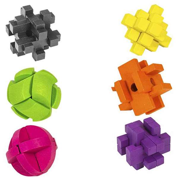 SET OF SIX COLOUR 3D PUZZLES