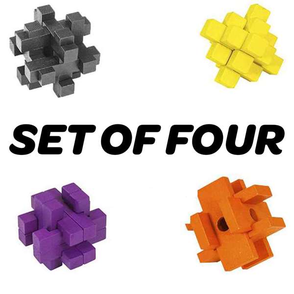 SET OF FOUR COLOUR 3D PUZZLES
