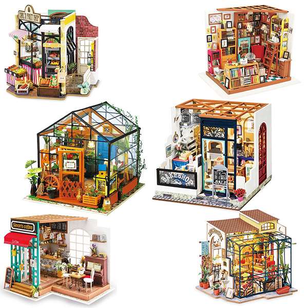 SET OF ALL SIX DIY MINIATURE HOMES AND SHOPS