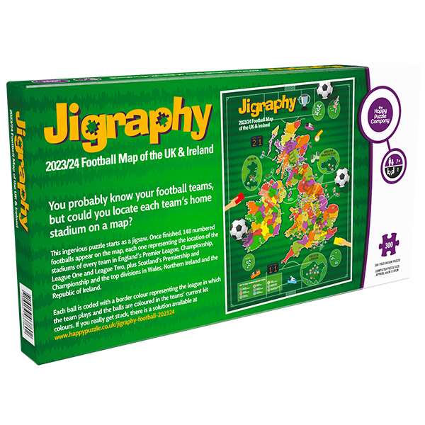JIGRAPHY FOOTBALL MAP JIGSAW OF THE UK AND IRELAND 2023/24