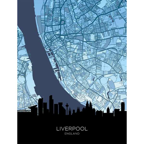 LIVERPOOL SKYLINE WINTER MAP 