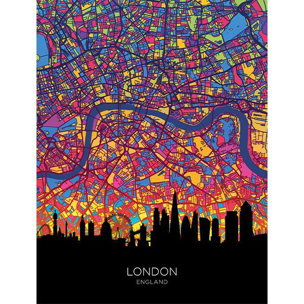 LONDON SKYLINE SUMMER MAP