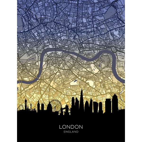 LONDON SKYLINE WINTER MAP