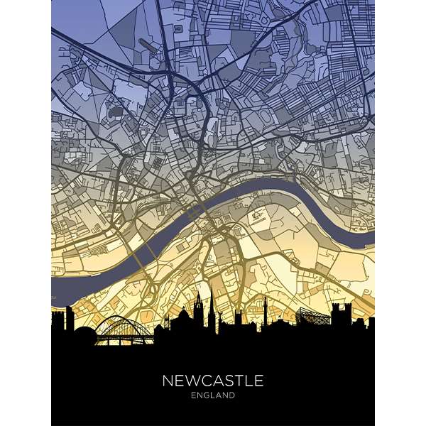 NEWCASTLE SKYLINE WINTER MAP