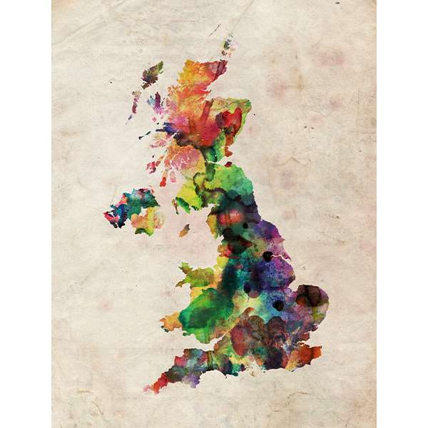 UNITED KINGDOM MAP URBAN ART