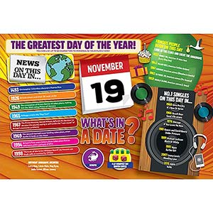 WHAT'S IN A DATE 19th NOVEMBER PERSONALISED 