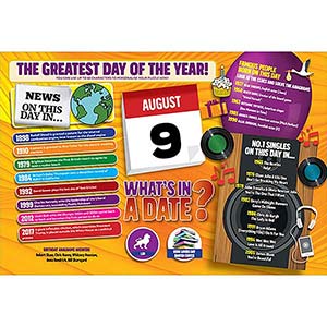 WHAT'S IN A DATE 9th AUGUST PERSONALISED 