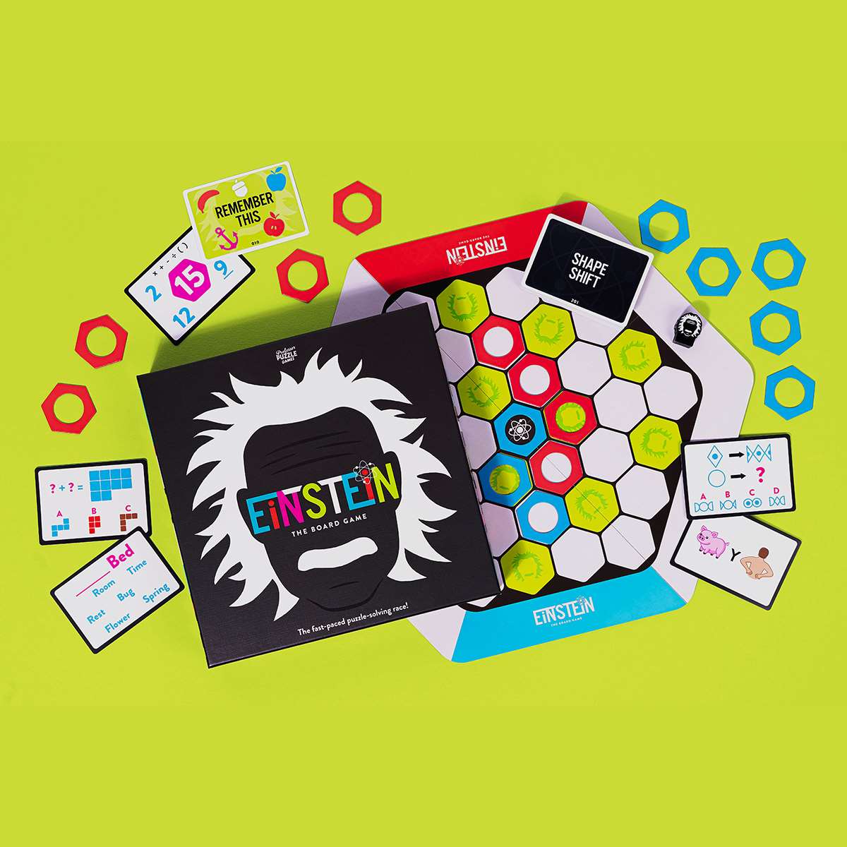 EINSTEIN THE BOARD GAME, EINSTEIN, BOARD GAME, BLOCK, 300 CARDS