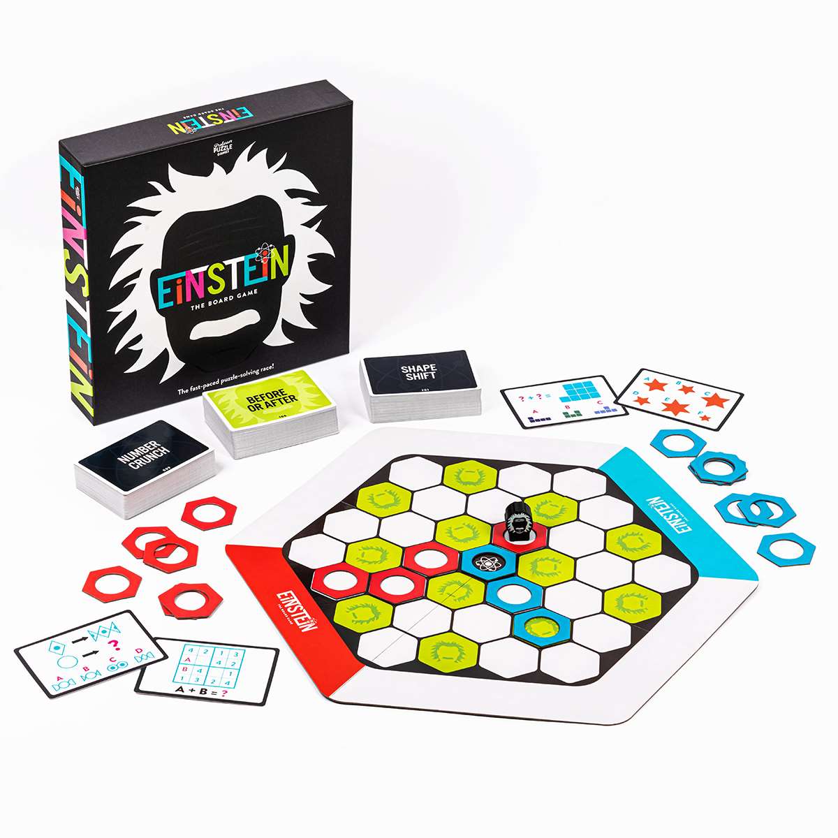 EINSTEIN THE BOARD GAME, EINSTEIN, BOARD GAME, BLOCK, 300 CARDS