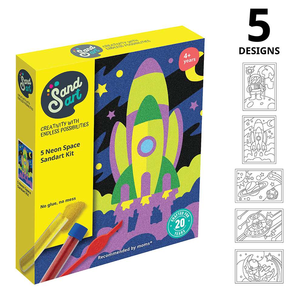 SAND ART NEON SET, SPACE, SAND, NEON, COLOURFUL, CREATIVE, CARD