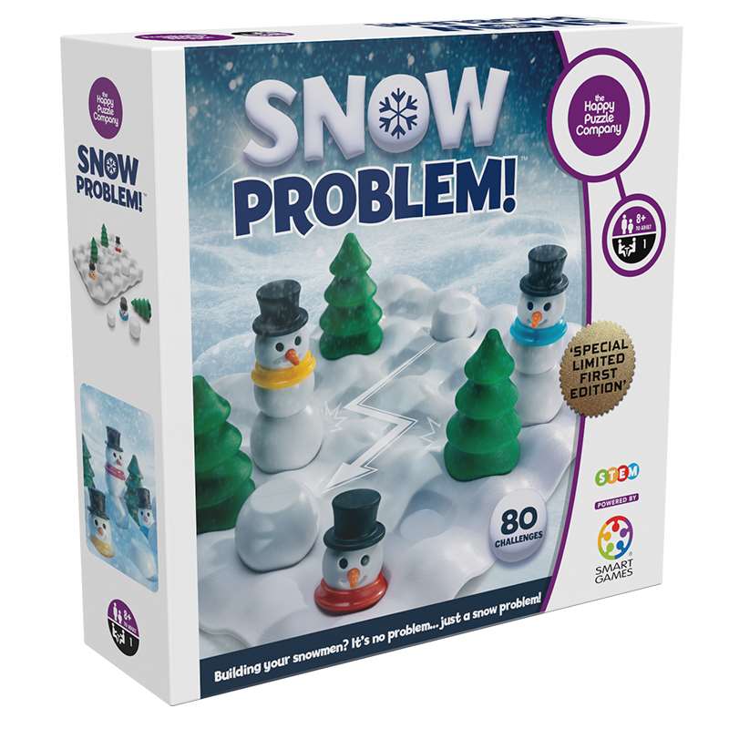 SNOW PROBLEM, SNOWMAN, SNOWMEN, TREES, GREEN, WHITE, BOARD GAME, BOAED